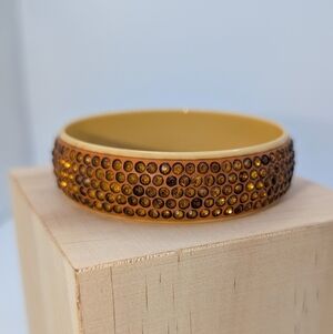 Vintage Art Deco 5 Row Rhinestone Celluloid Bracelet Bangle Orange